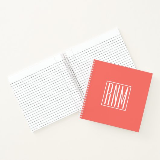 Carnet Monogramme initial | Blanc Sur Le Corail (Intérieur)