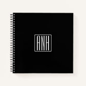 Carnet Monogramme initial | Blanc sur noir (Devant)