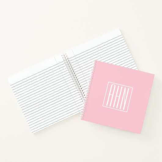 Carnet Monogramme initial | Blanc sur rose clair (Intérieur)