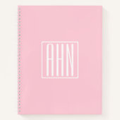 Carnet Monogramme initial | Blanc sur rose clair (Devant)