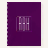 Carnet Monogramme initial | Blanc Sur Violet Profond (Devant)