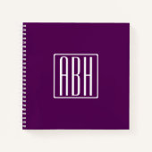 Carnet Monogramme initial | Blanc Sur Violet Profond (Devant)