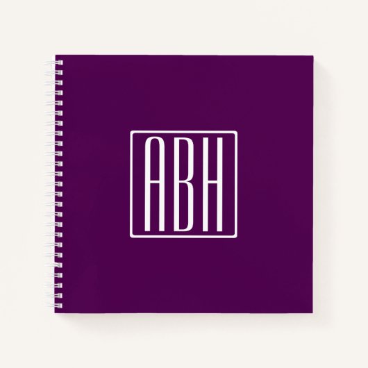 Carnet Monogramme initial | Blanc Sur Violet Profond (Devant)