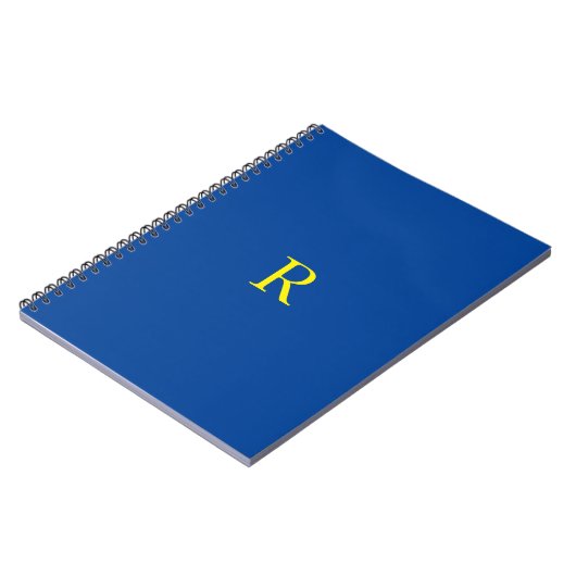 Carnet Monogramme initial bleu jaune couleur brillant 202 (Côté gauche)