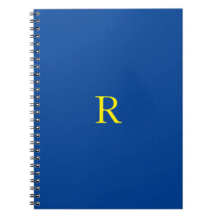 Carnet Monogramme initial bleu jaune couleur brillant 202