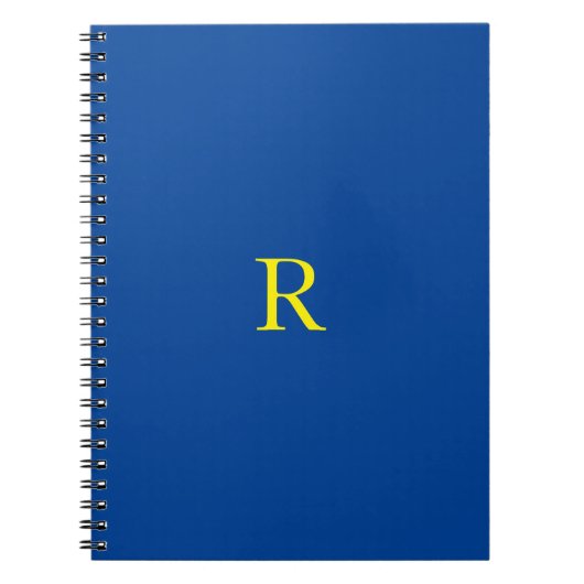 Carnet Monogramme initial bleu jaune couleur brillant 202 (Devant)