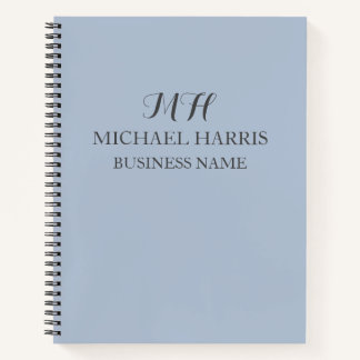 Carnet Monogramme Initial Bleu Professionnel Entreprise