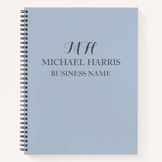 Carnet Monogramme Initial Bleu Professionnel Entreprise (Devant)