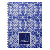 Carnet Monogramme Initial Chic Bleu Gris (Devant)