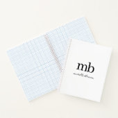 Carnet Monogramme Initial de Script Tendance Noir Blanc M (Intérieur)