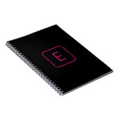 Carnet Monogramme Initial De Style Moderne | Rose Et Noir (Côté Droit)