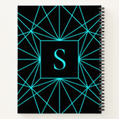 Carnet Monogramme initial | Design géométrique turquoise (Dos)