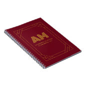 Carnet Monogramme Initial Doré Luxe Rouge Bourgogne (Côté Droit)