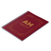 Carnet Monogramme Initial Doré Luxe Rouge Bourgogne (Côté gauche)