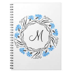 Carnet Monogramme initial du cercle de Cornflower de poin
