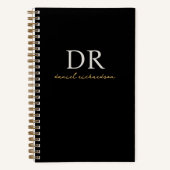 Carnet Monogramme initial du script moderne noir et or (Recto)