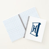 Carnet Monogramme Initial Élégant Lettre H Bleu Royal (Intérieur)