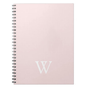 Carnet Monogramme Initial Élégant Rose Pâle