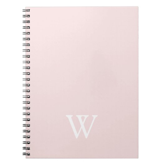 Carnet Monogramme Initial Élégant Rose Pâle (Devant)