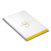 Carnet Monogramme Initial Élégant Script Jaune (Côté Droit)