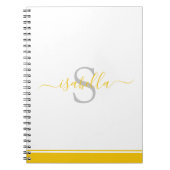 Carnet Monogramme Initial Élégant Script Jaune (Devant)