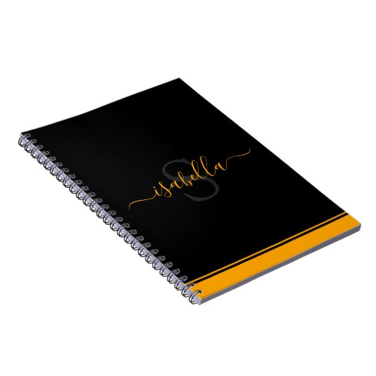 Carnet Monogramme initial élégant script orange (Côté Droit)