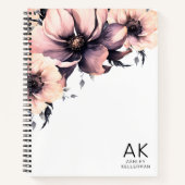 Carnet Monogramme Initial Floral Élégant Moderne Rose (Devant)