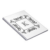 Carnet Monogramme Initial Flourissant Tourbillon Noir Bla (Côté Droit)