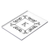 Carnet Monogramme Initial Flourissant Tourbillon Noir Bla (Côté gauche)