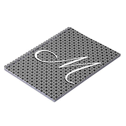 Carnet Monogramme initial géométrique noir et blanc (Côté gauche)