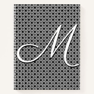 Carnet Monogramme initial géométrique noir et blanc