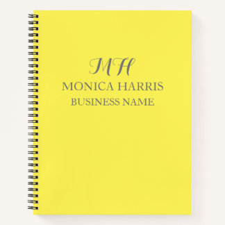 Carnet Monogramme Initial Jaune Professionnel Entreprise