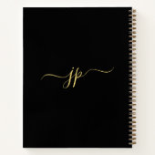 Carnet Monogramme Initial Manuscrit Élégant Noir & Or (Dos)