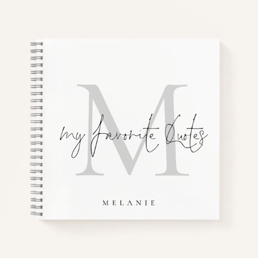 Carnet Monogramme initial Mes devis favoris Script (Devant)