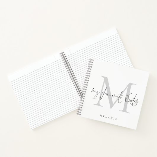Carnet Monogramme initial Mes devis favoris Script (Intérieur)