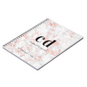 Carnet Monogramme initial minimaliste en marbre blanc ros (Côté gauche)