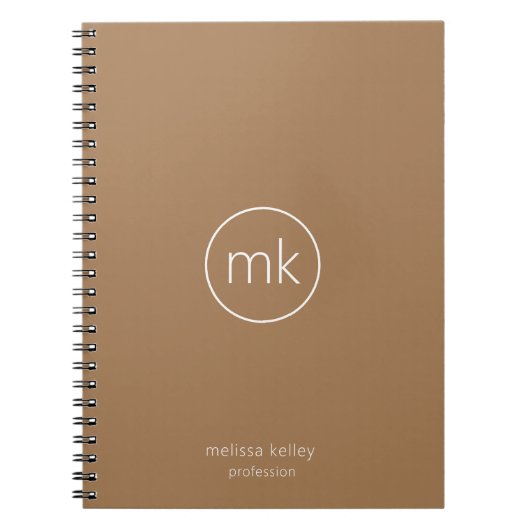 Carnet Monogramme Initial Minimaliste Entreprise Blanc & (Devant)