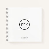 Carnet Monogramme Initial Minimaliste Professionnel Blanc (Devant)