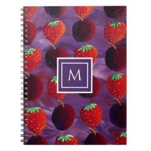 Carnet Monogramme Initial Moderne Motif Fruits D'été