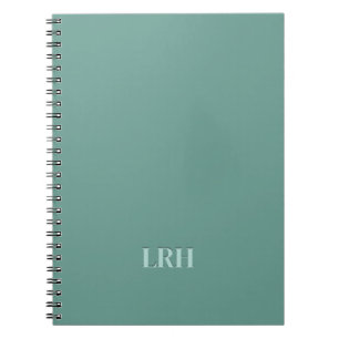Carnet Monogramme initial monochrome chic à la menthe ver