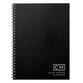 Carnet Monogramme Initial Noir Blanc Professionnel Modern (Devant)