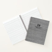 Carnet Monogramme initial noir et gris Simple Minimaliste (Intérieur)