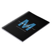 Carnet Monogramme Initial Nom de Script Bleu Personnalisé (Côté gauche)
