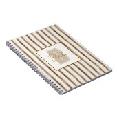 Carnet Monogramme Initial Nom Rayures Marron Crème (Côté Droit)