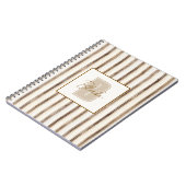 Carnet Monogramme Initial Nom Rayures Marron Crème (Côté gauche)