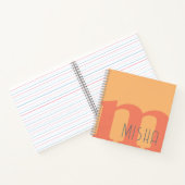 Carnet monogramme initial pêche rose gris nom personnalis (Intérieur)