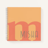 Carnet monogramme initial pêche rose gris nom personnalis (Devant)