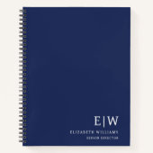 Carnet Monogramme Initial Professionnel Bleu Marine Entre (Devant)