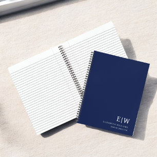 Carnet Monogramme Initial Professionnel de Bleu Marine po
