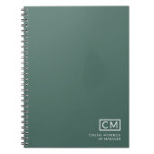 Carnet Monogramme Initial Professionnel Moderne Vert Saug (Devant)